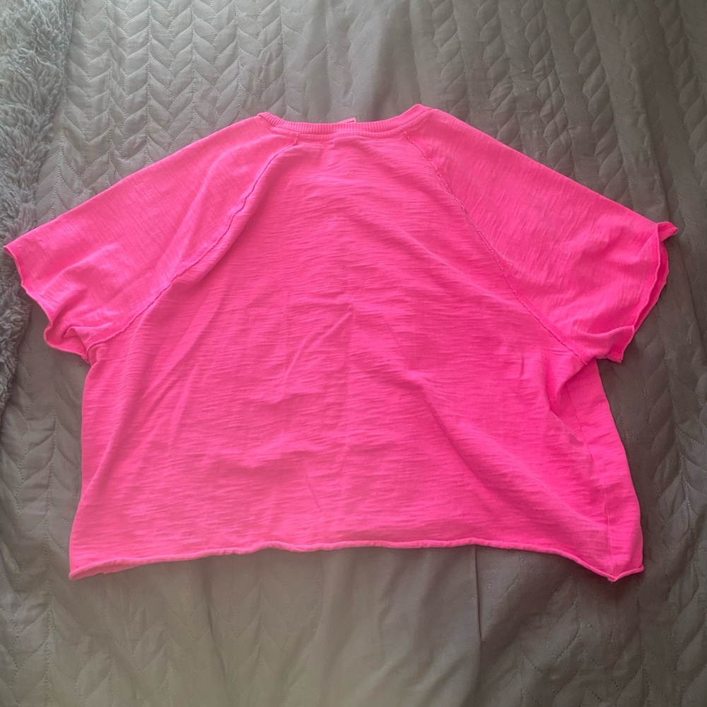 PINK Victoria's Secret Hot Pink Cropped Shirt - Picture 3 of 3